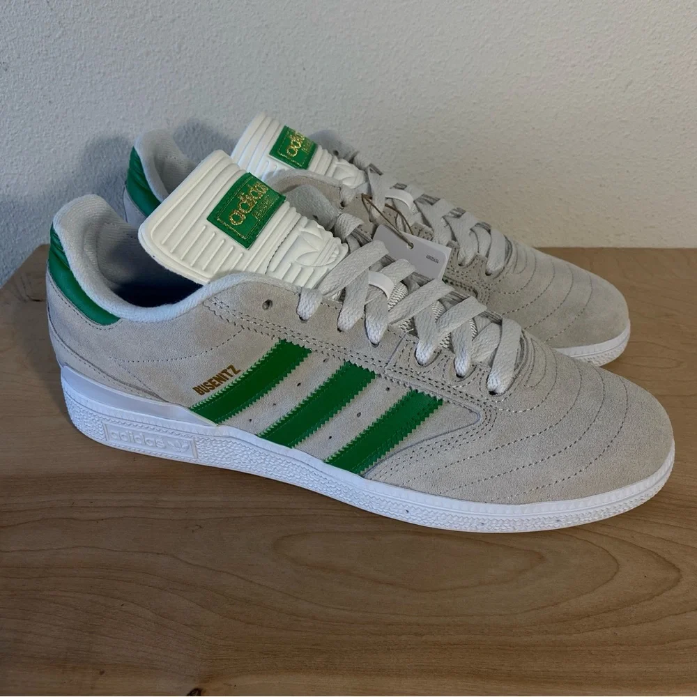 Adidas Busenitz Grey Suede Green Skateboarding Shoe - Size 10